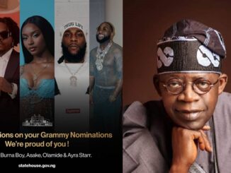 President Tinubu encourages all 2024 Nigerian Grammy Award nominees