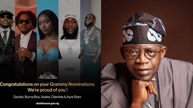 President Tinubu encourages all 2024 Nigerian Grammy Award nominees